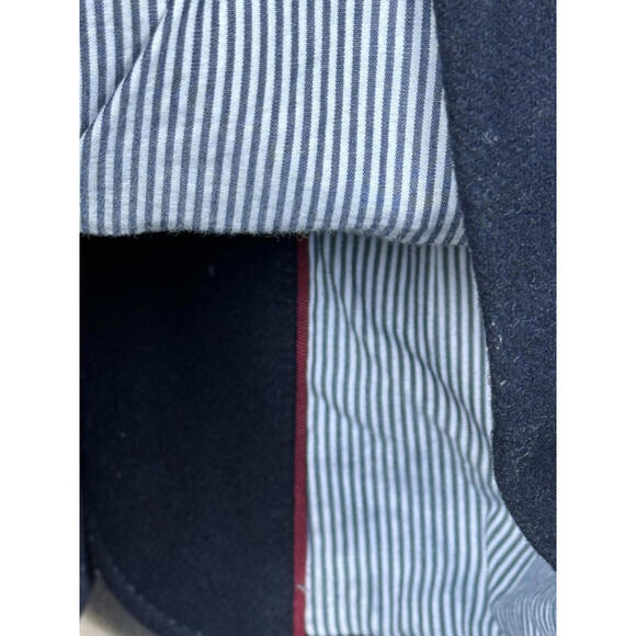 Abercrombie & Fitch Wool Blend Navy Sz Large Fitted Cropped Lined Blazer Crest - Picture 8 of 8